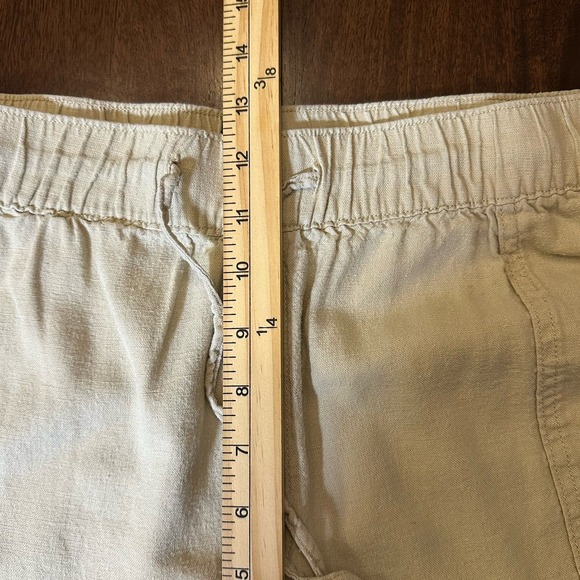 GAP Women's XL Tan Khaki Wide Leg Pants Linen Rayon Drawstring Casual Relaxed - Picture 9 of 12